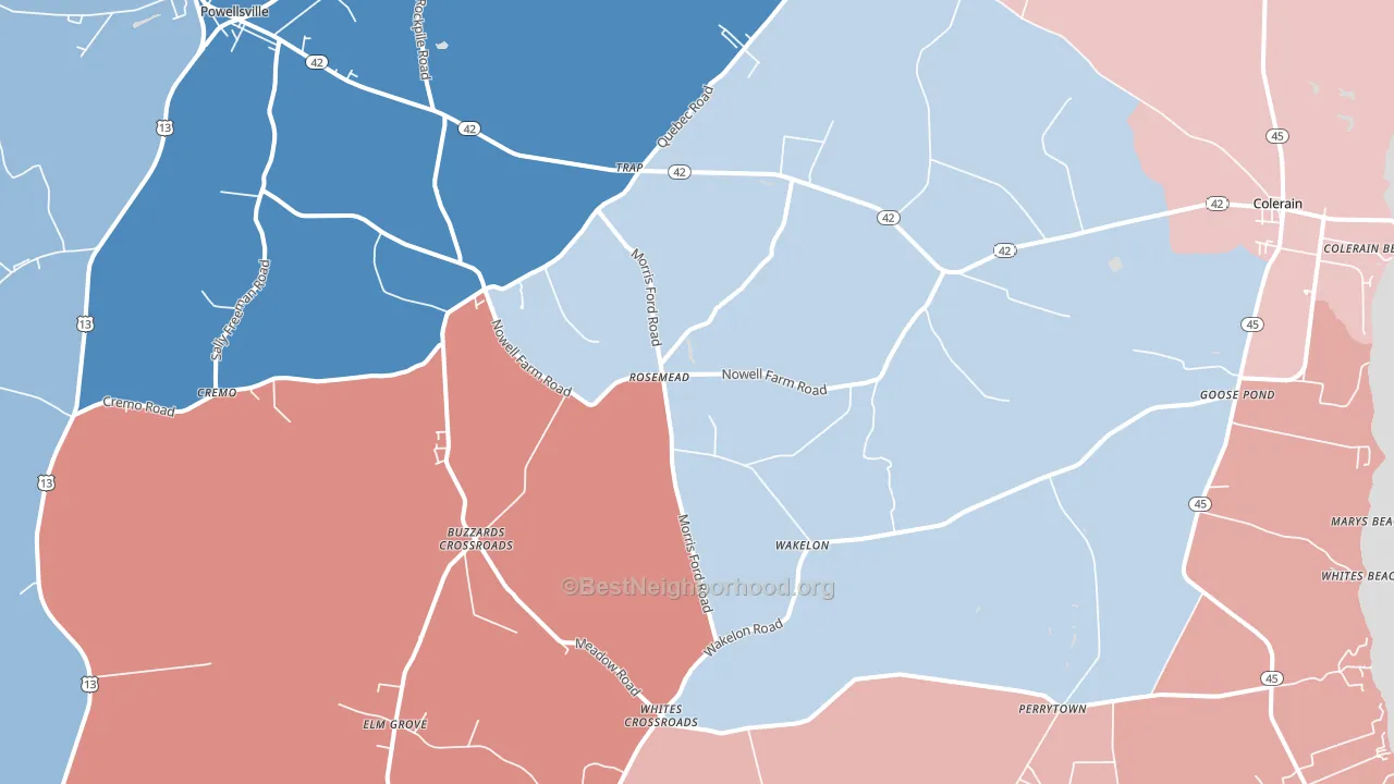 Colerain, NC block-group political-lean map