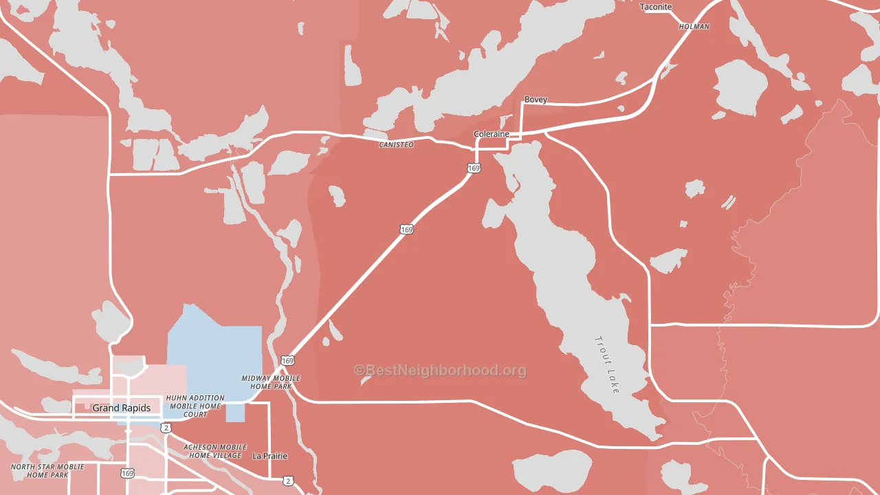 Coleraine, MN block-group political-lean map