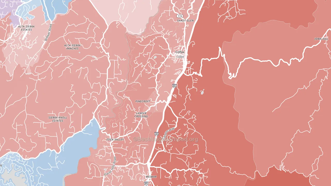 Colfax, CA block-group political-lean map