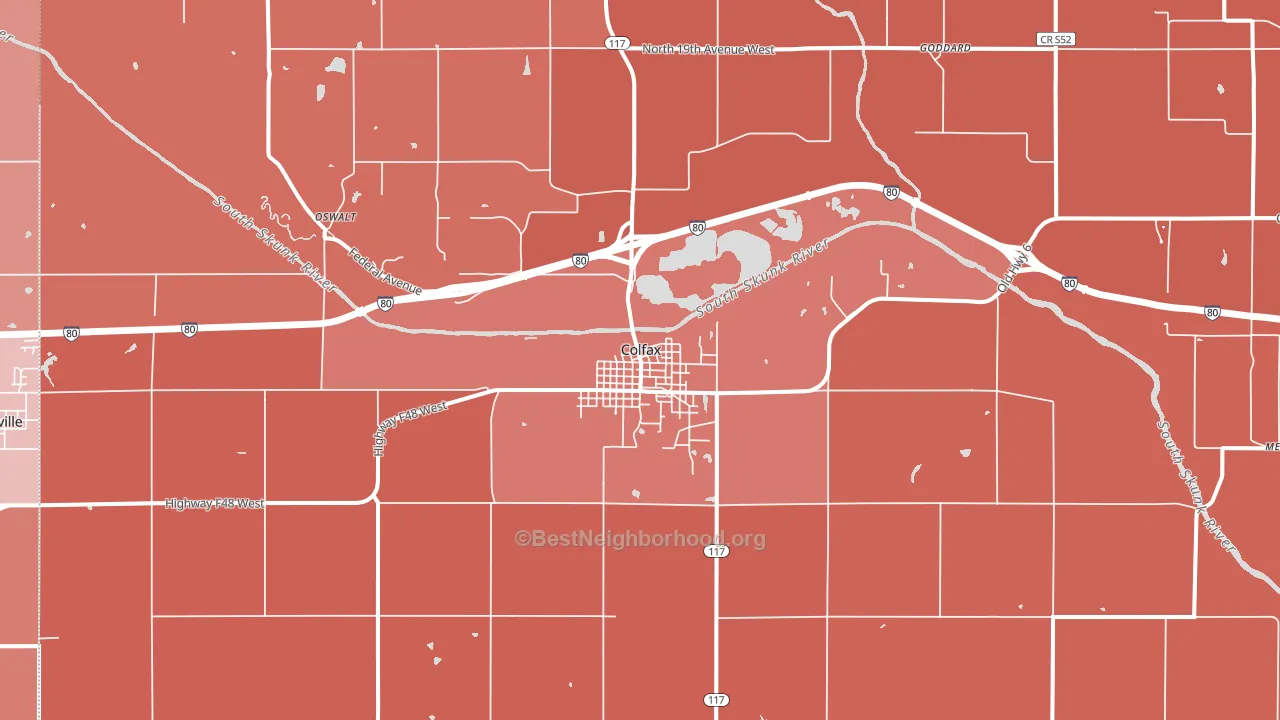 Colfax, IA block-group political-lean map