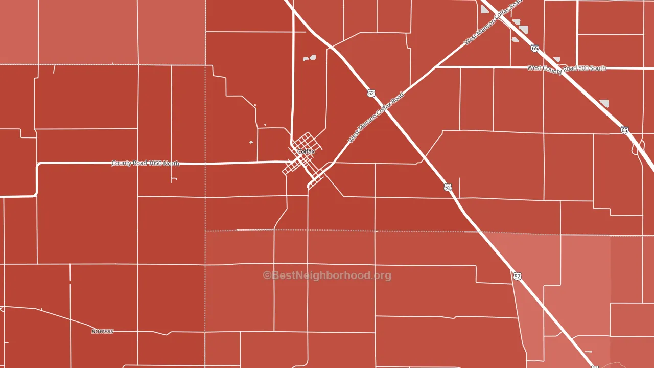 Colfax, IN block-group political-lean map