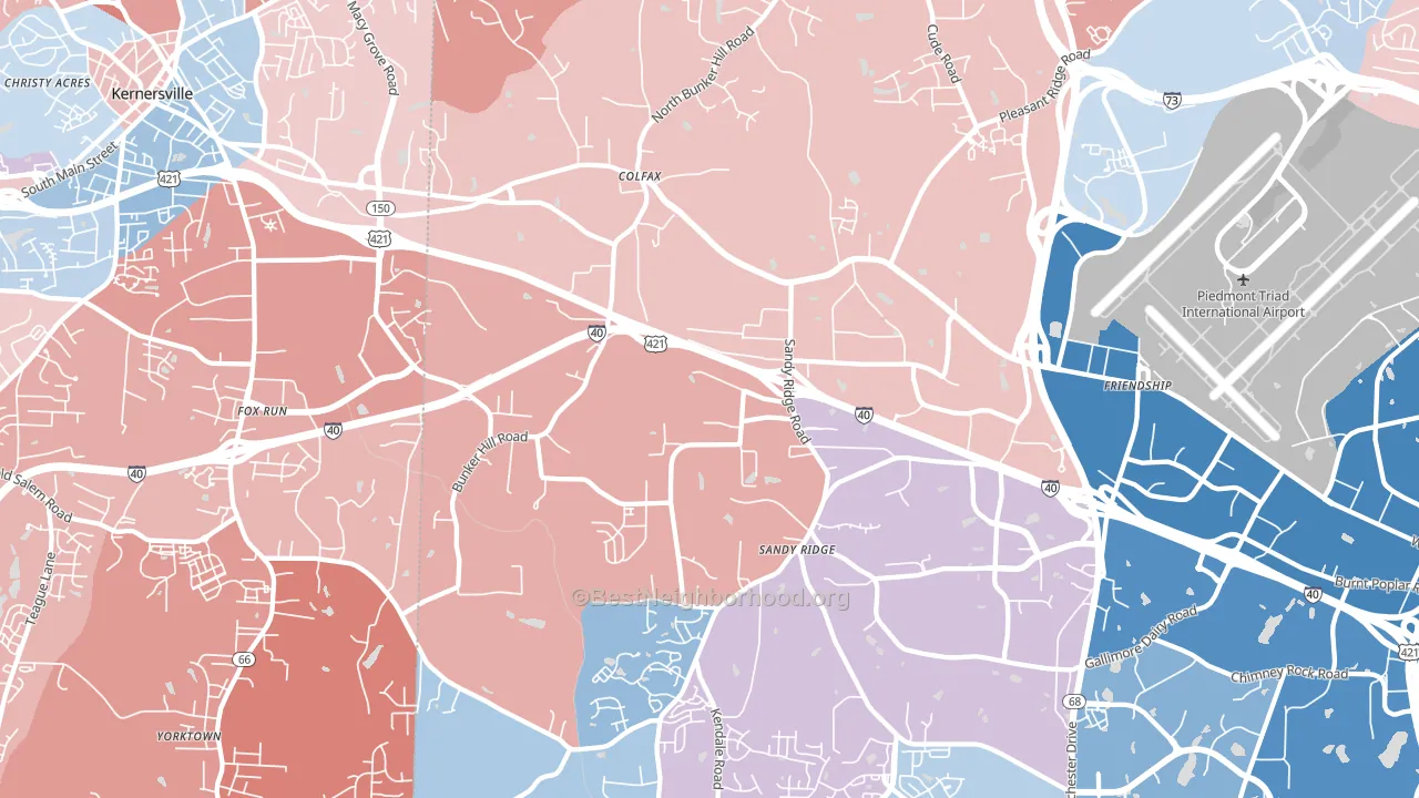 Colfax, NC block-group political-lean map