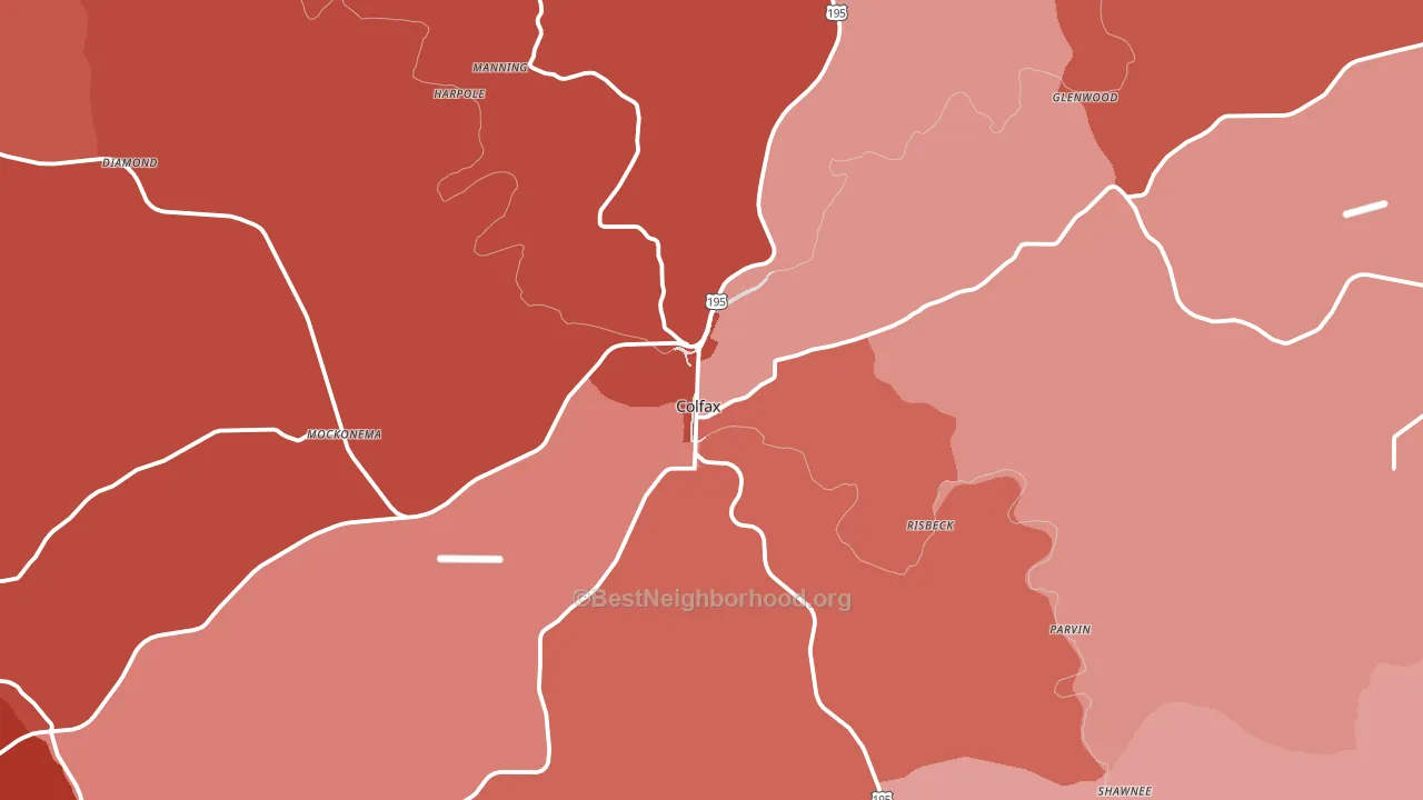Colfax, WA block-group political-lean map