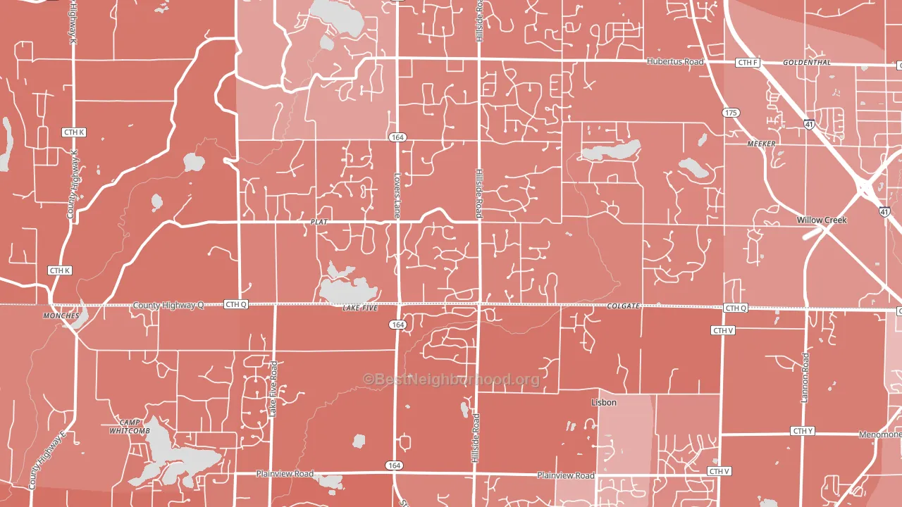 Colgate, WI block-group political-lean map