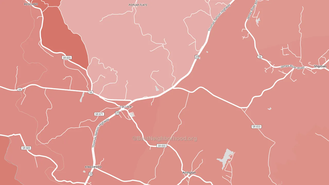 Colleen, VA block-group political-lean map