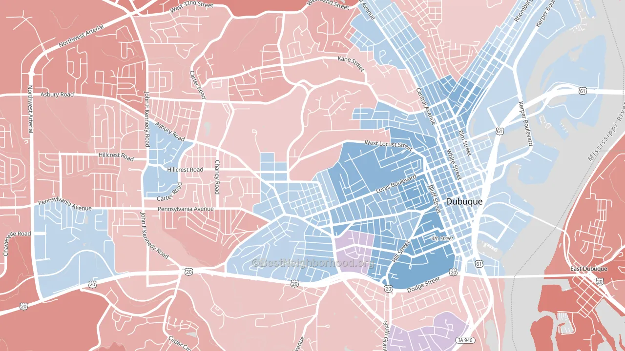 College Grandview District, Dubuque, IA block-group political-lean map