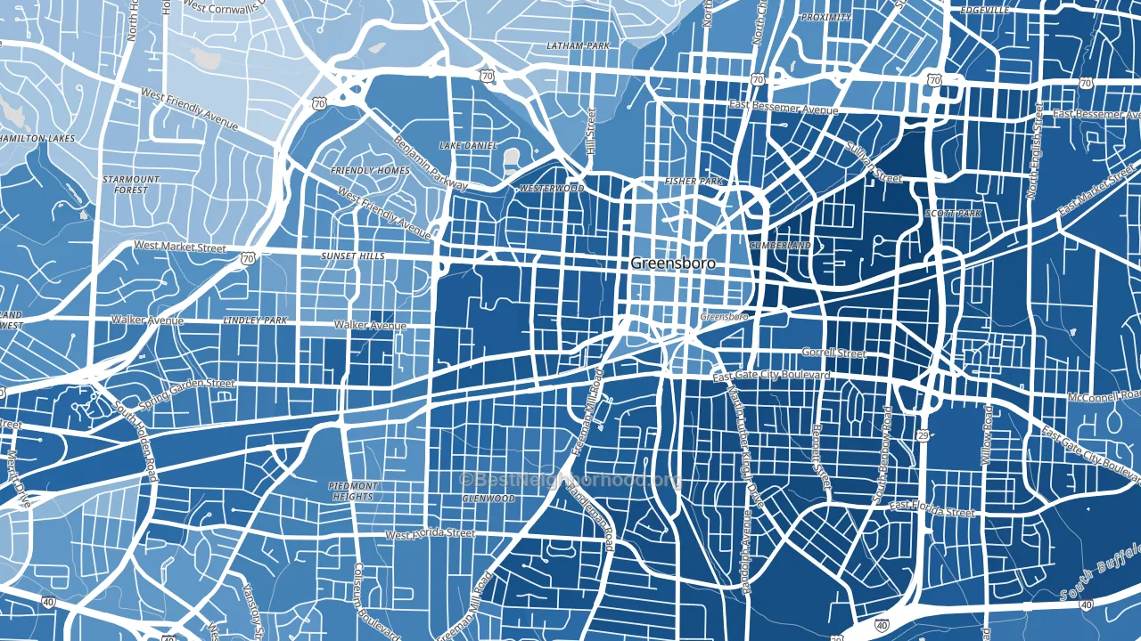 College Hill, Greensboro, NC block-group political-lean map