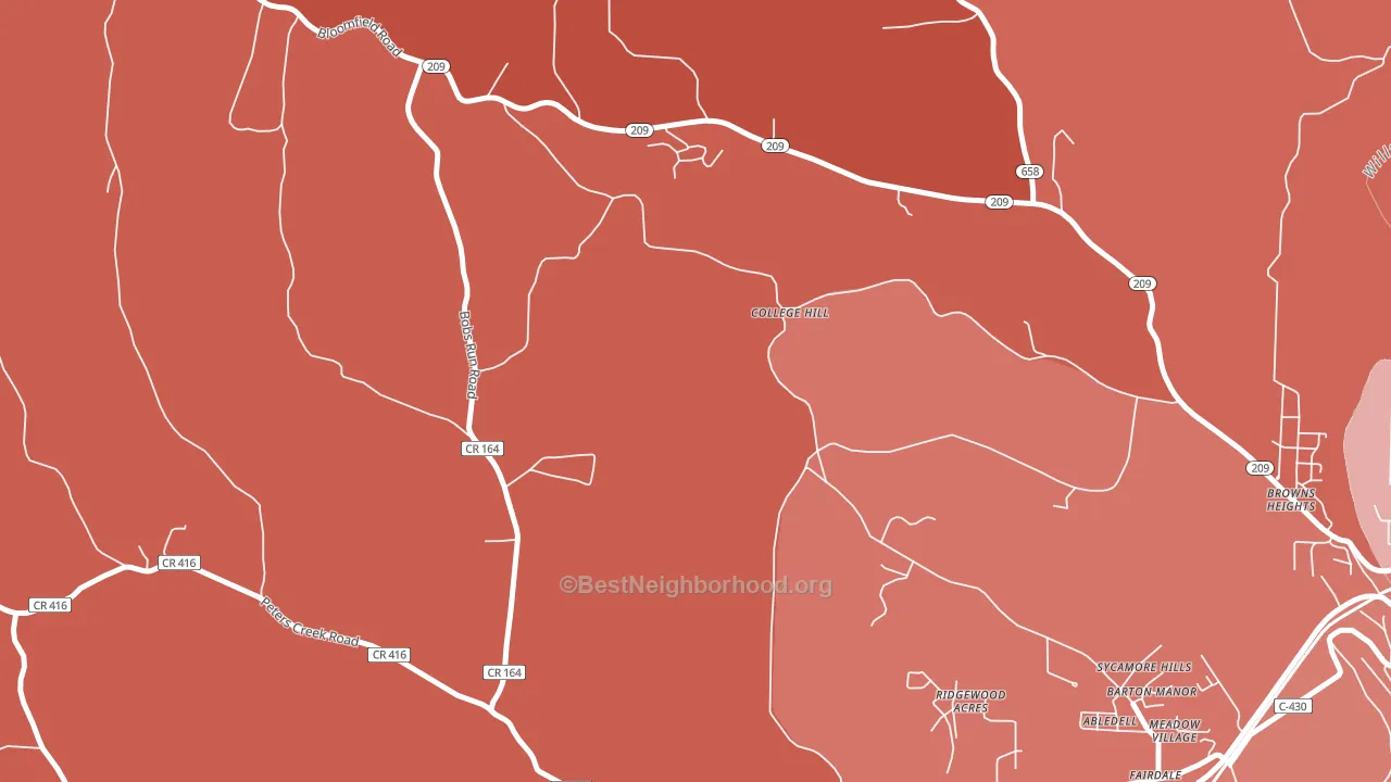 College Hill, OH block-group political-lean map