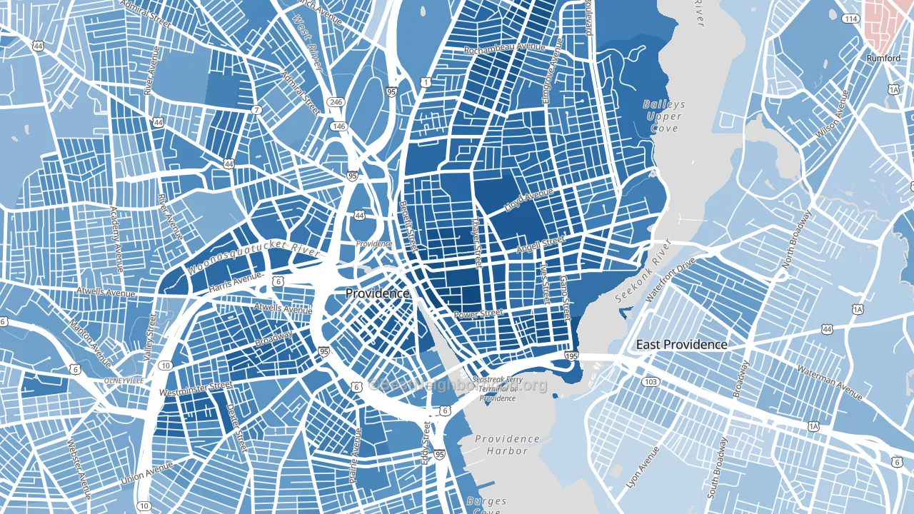 College Hill, Providence, RI block-group political-lean map