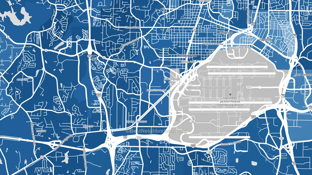College Park, GA block-group political-lean map