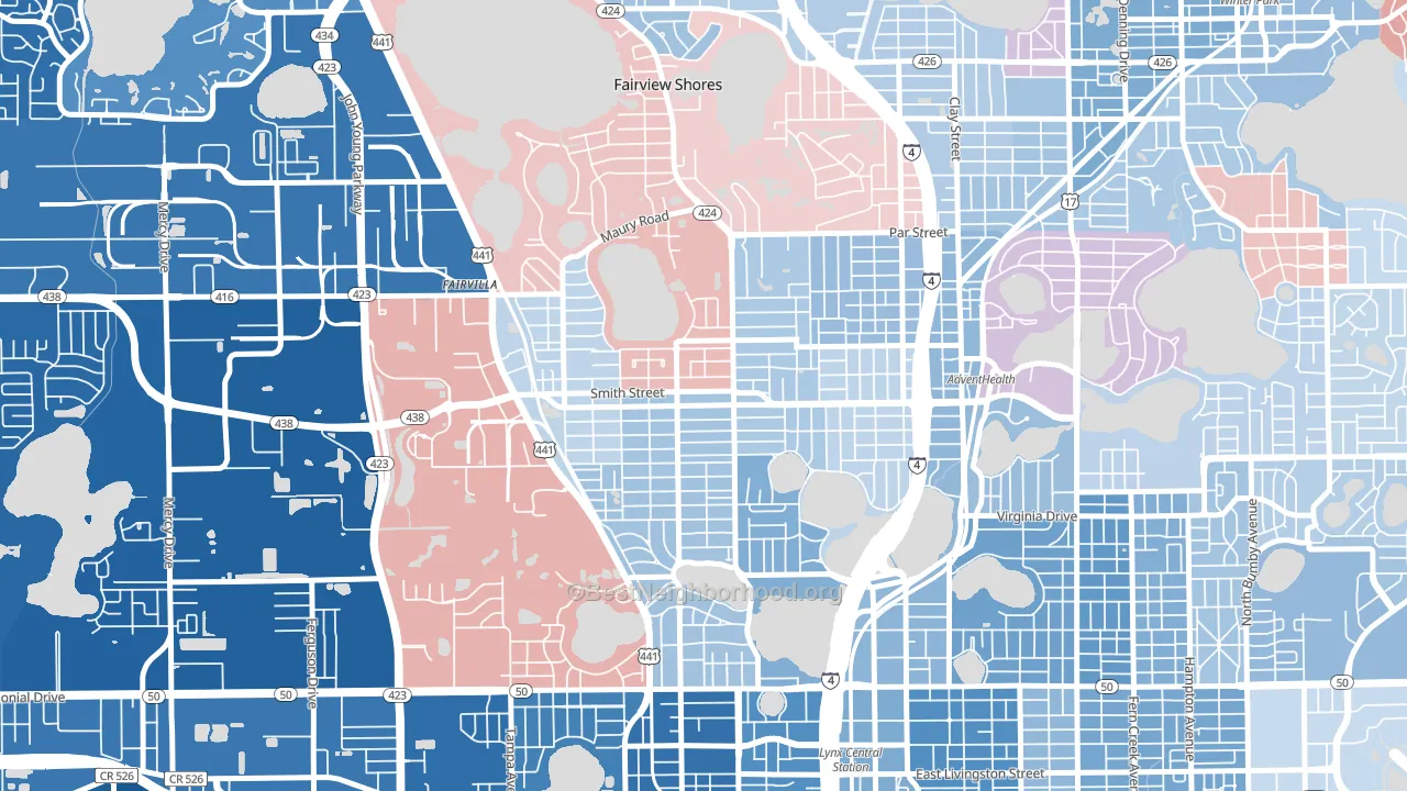 College Park, Orlando, FL block-group political-lean map