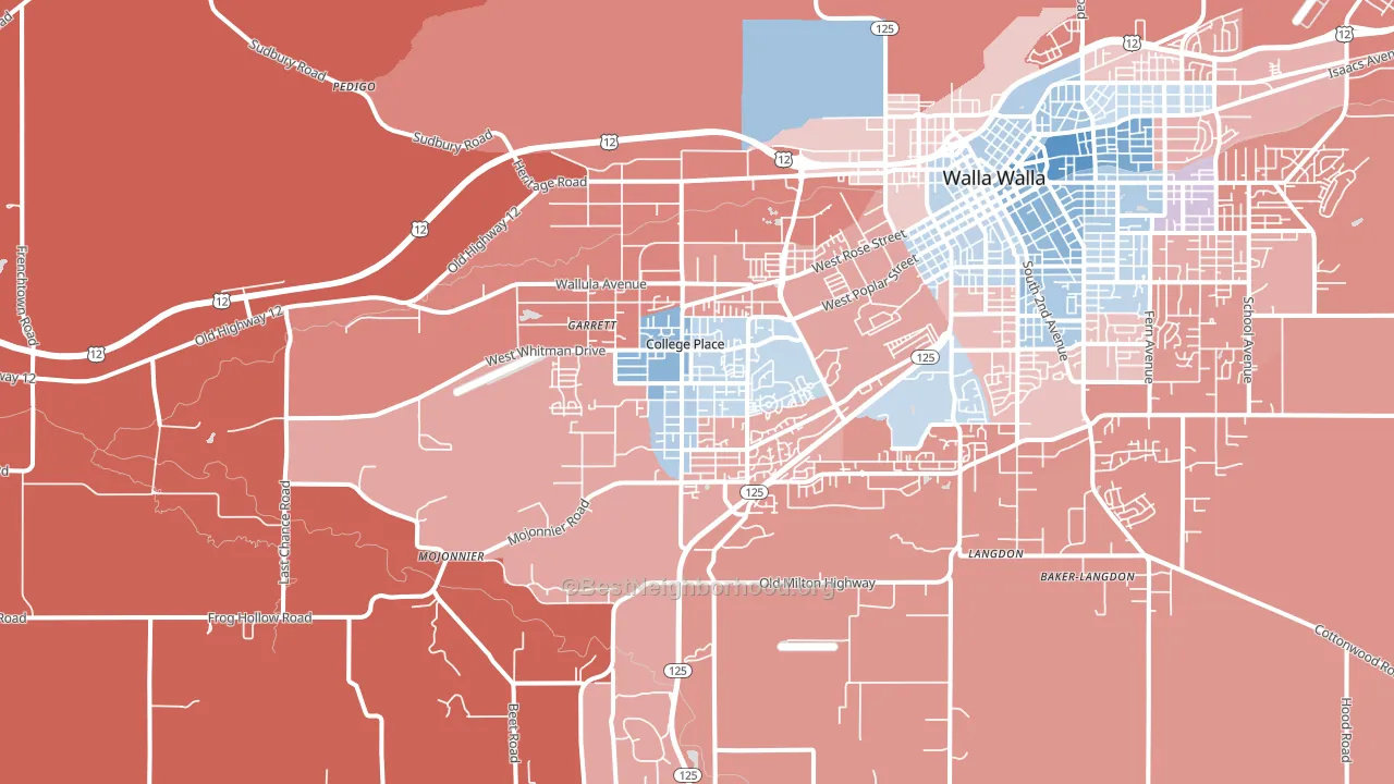 College Place, WA block-group political-lean map
