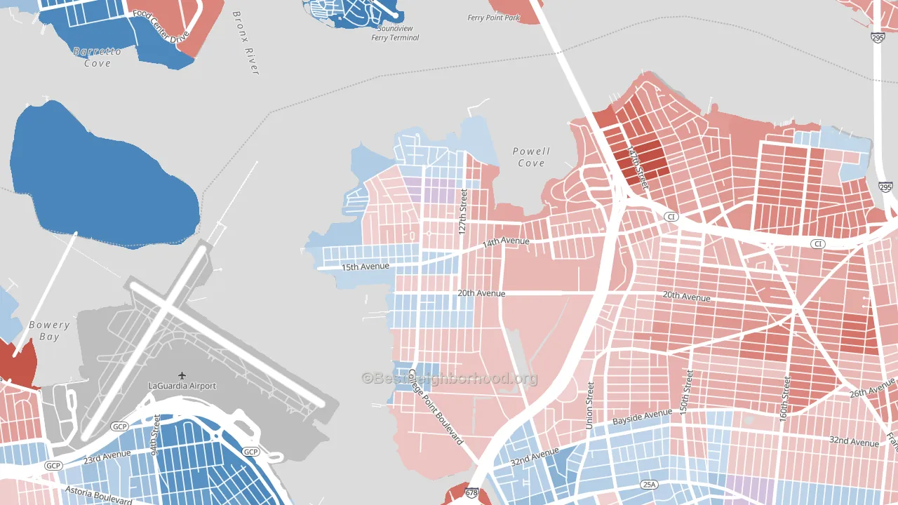 College Point, Queens, NY block-group political-lean map
