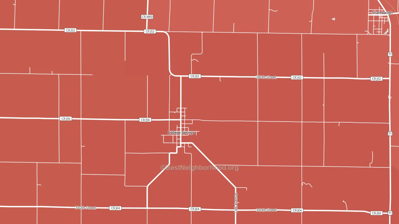 College Springs, IA block-group political-lean map