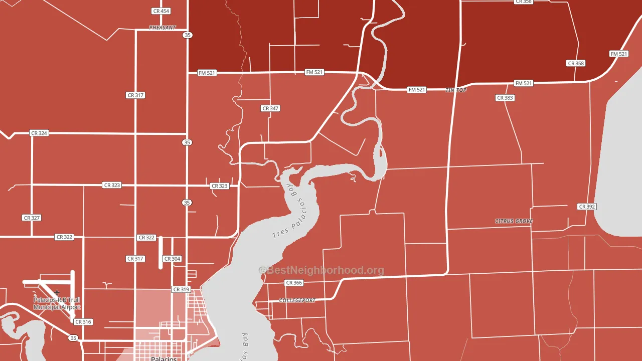Collegeport, TX block-group political-lean map