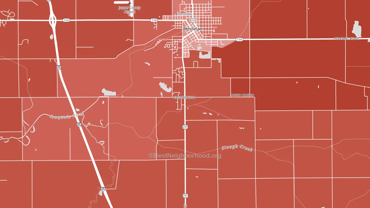 Collegeville, IN block-group political-lean map