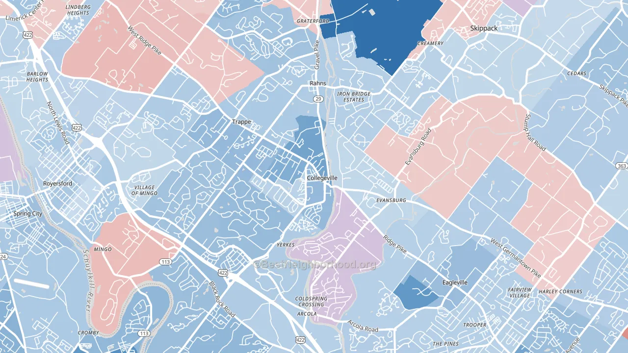 Collegeville, PA block-group political-lean map