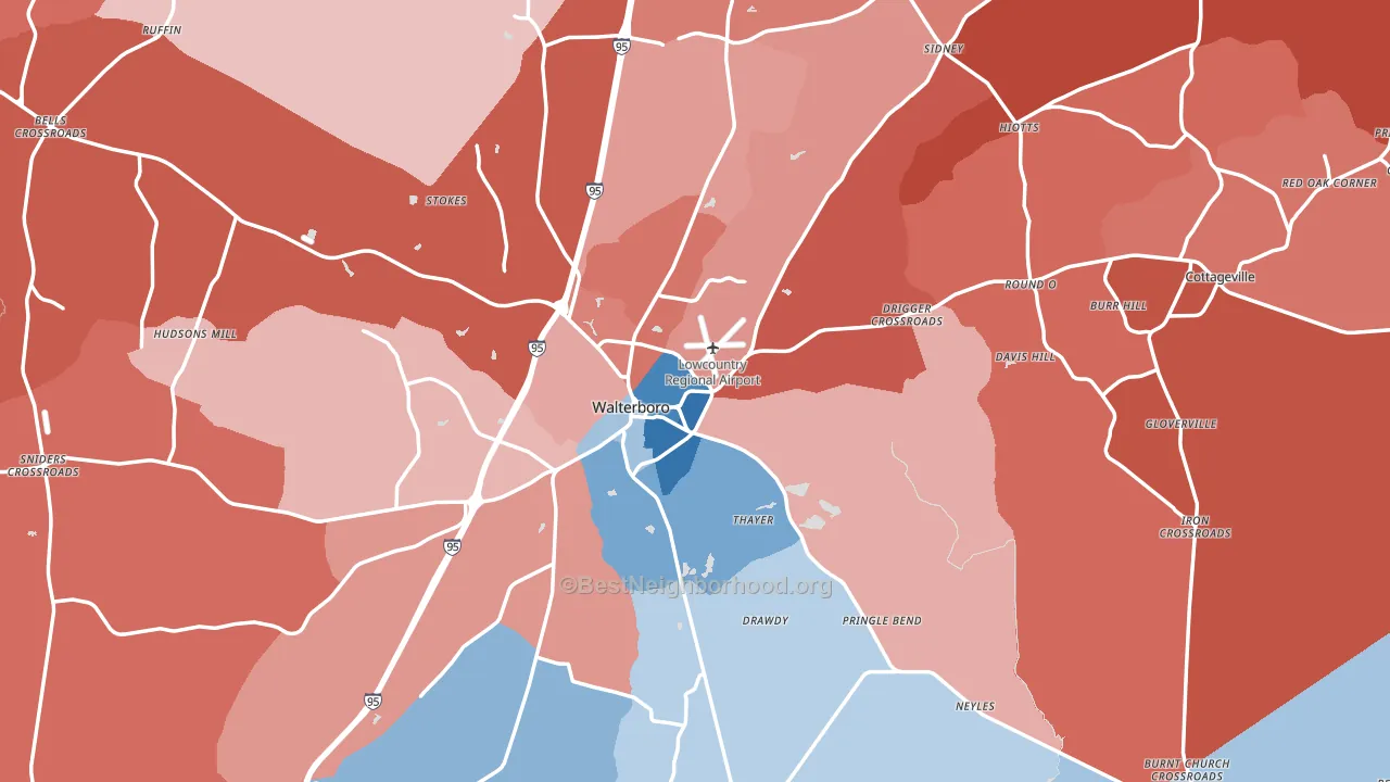 Colleton County, SC block-group political-lean map