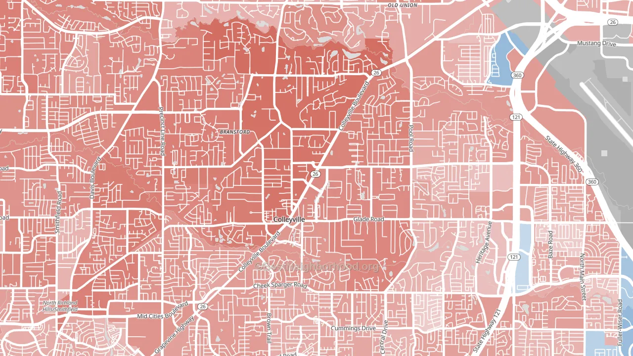 Colleyville, TX block-group political-lean map