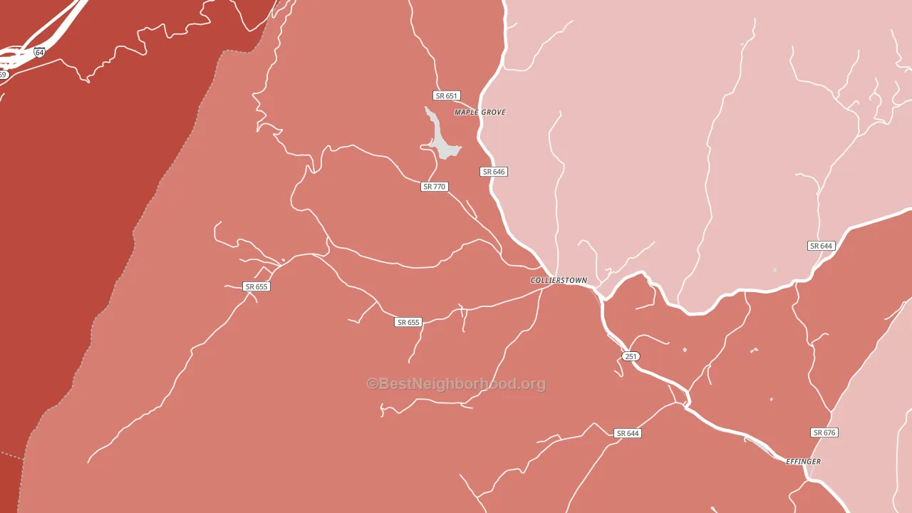 Collierstown, VA block-group political-lean map
