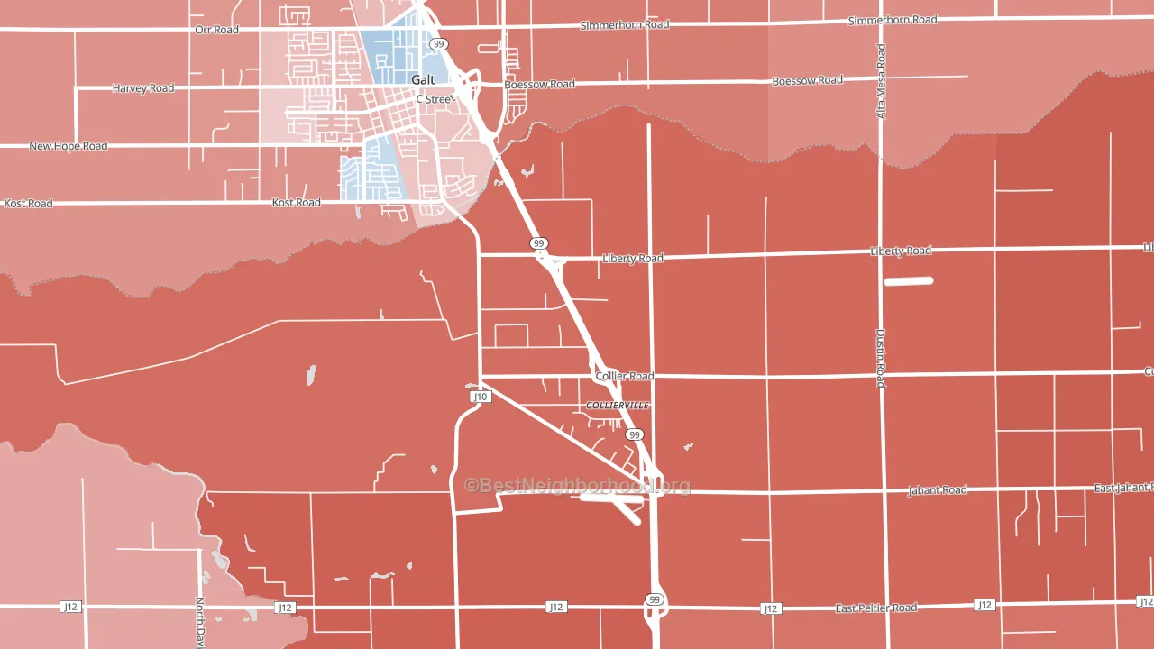 Collierville, CA block-group political-lean map