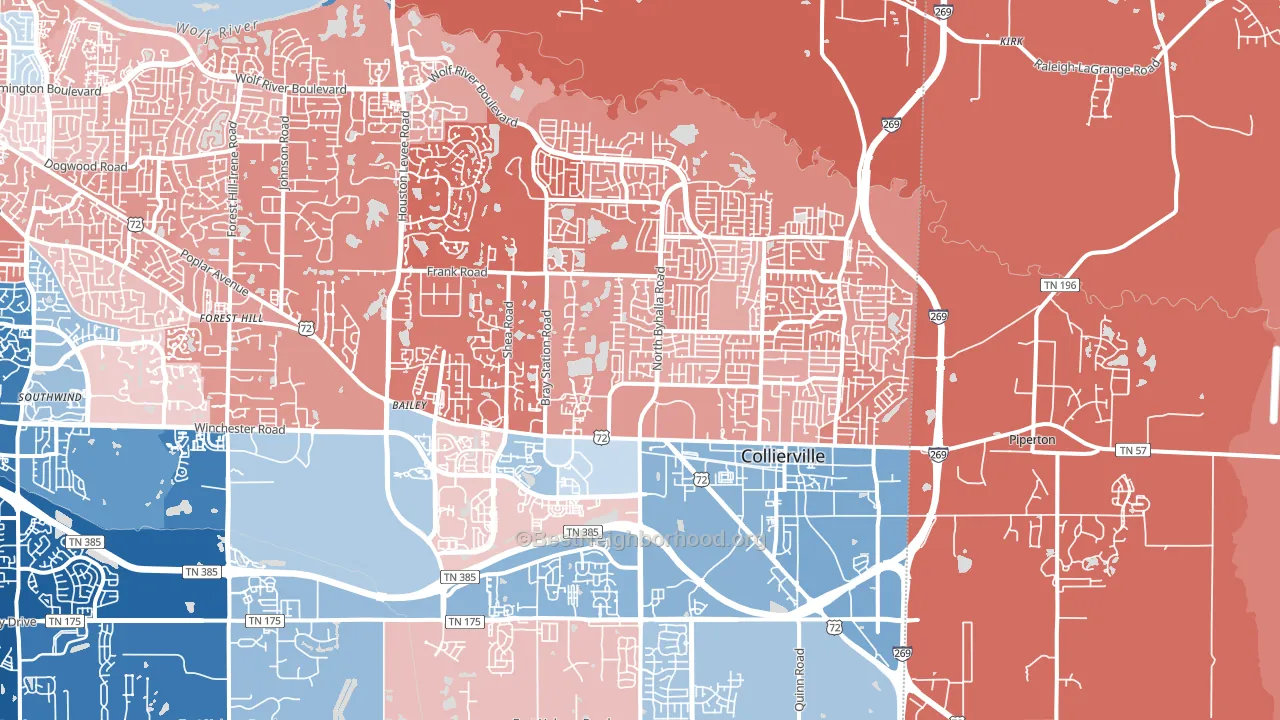 Collierville, TN block-group political-lean map