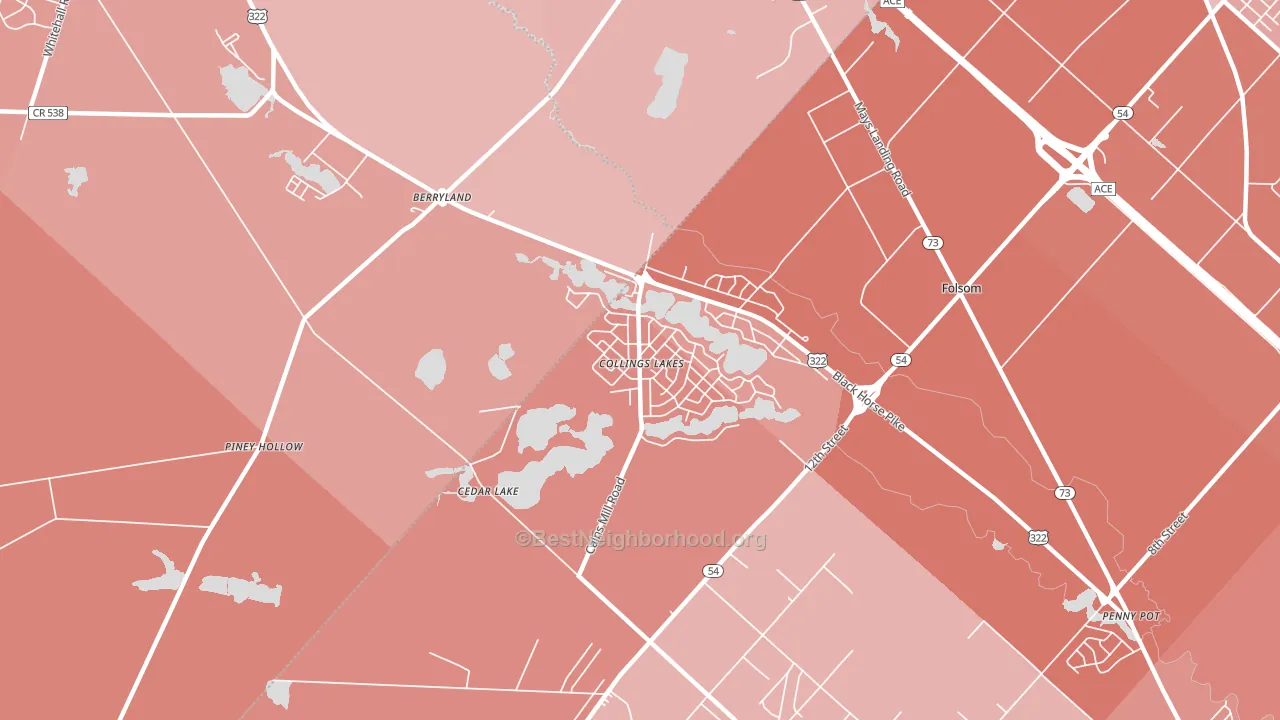 Collings Lakes, NJ block-group political-lean map