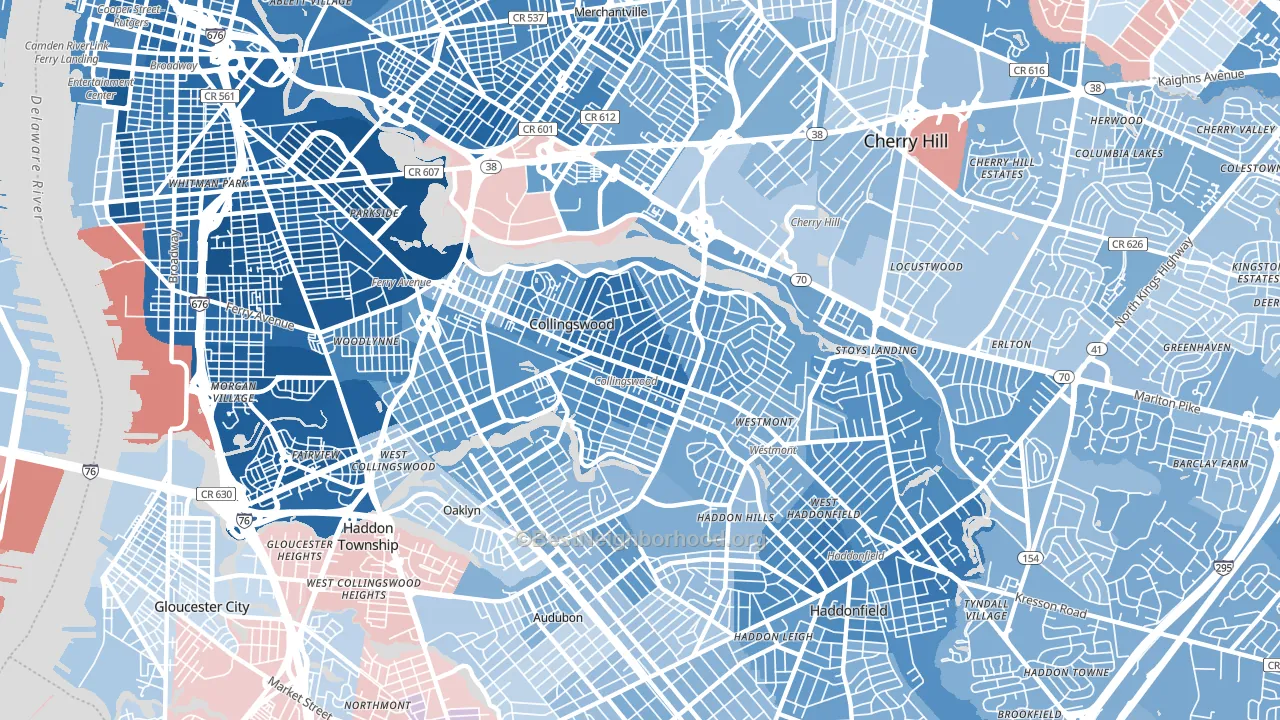 Collingswood, NJ block-group political-lean map