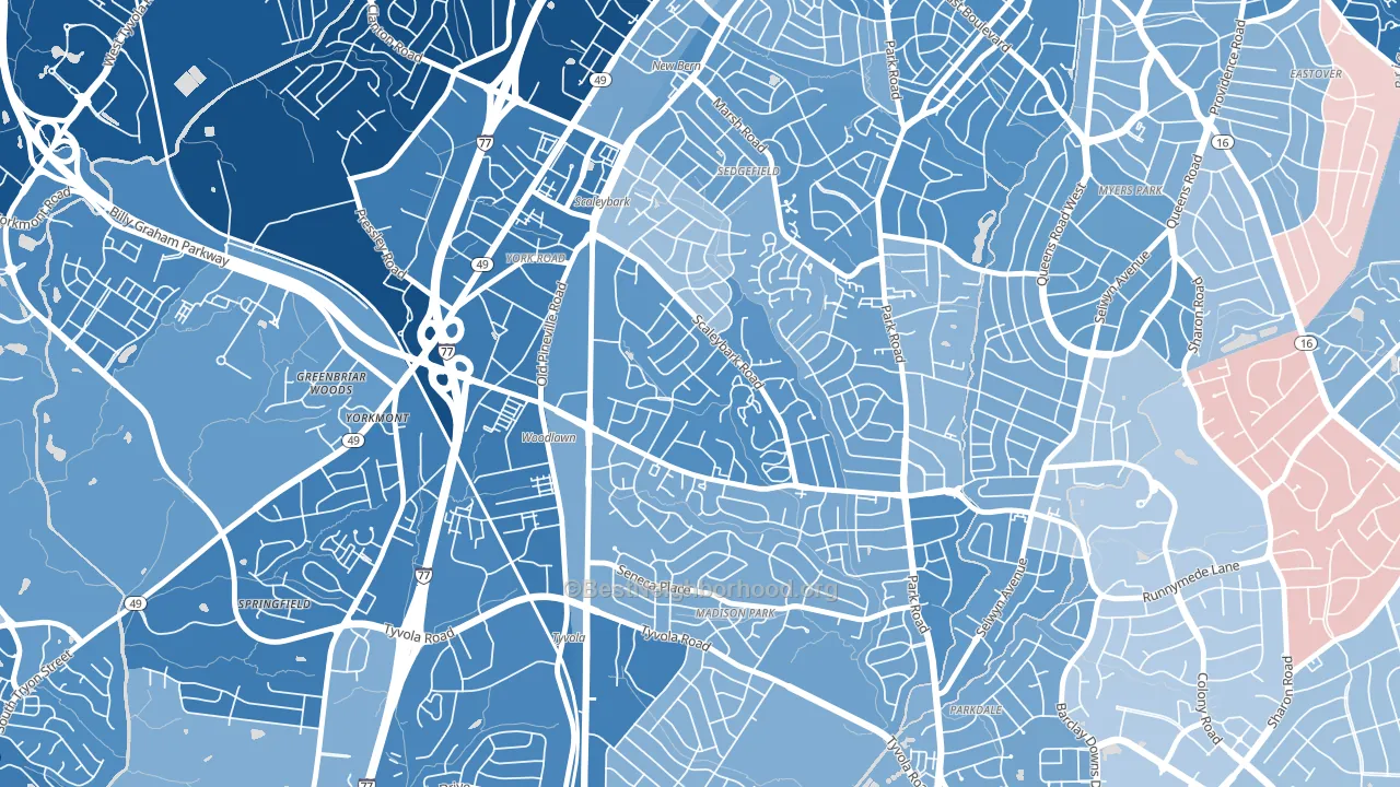 Collingwood, Charlotte, NC block-group political-lean map
