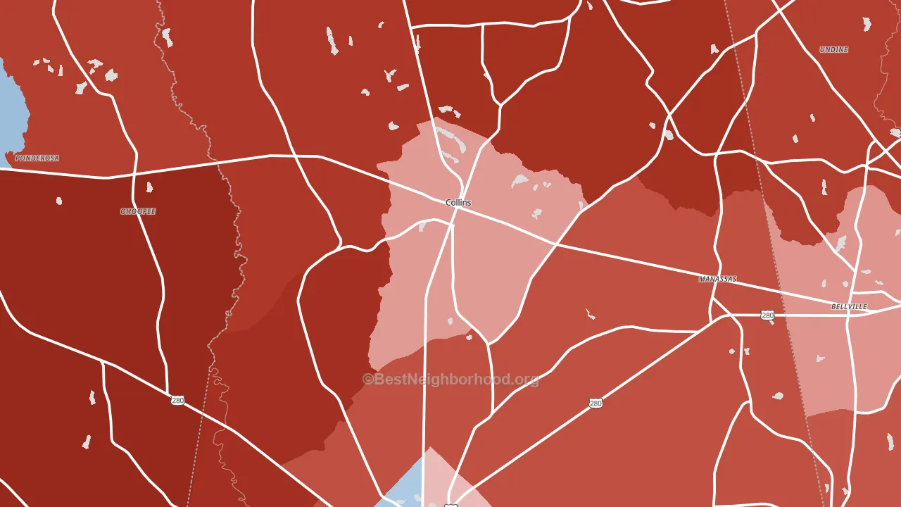 Collins, GA block-group political-lean map