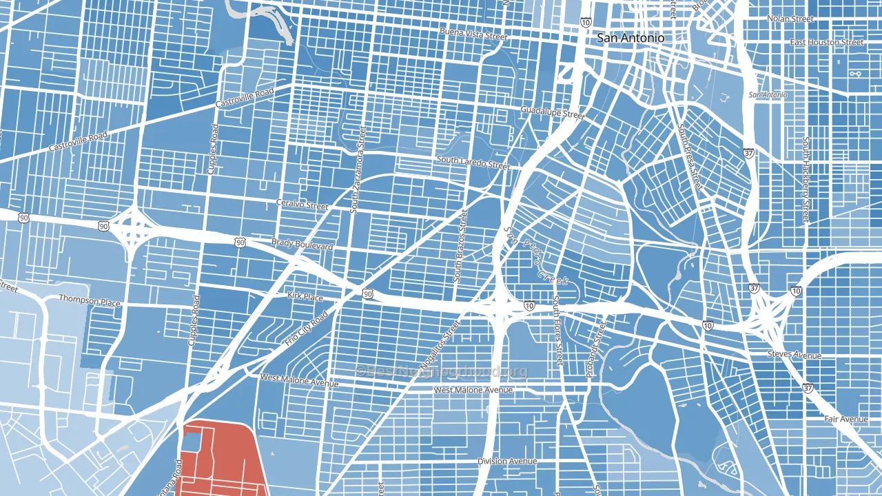 Collins Gardens, San Antonio, TX block-group political-lean map
