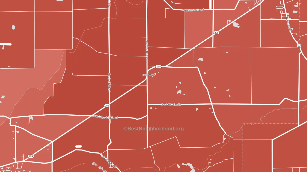 Collins, IN block-group political-lean map
