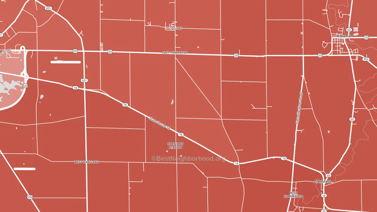 Collins, OH block-group political-lean map