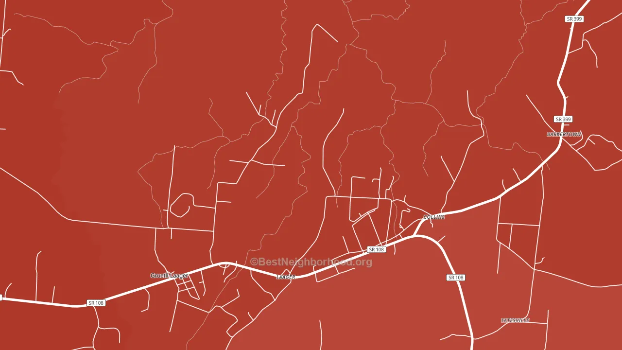 Collins, TN block-group political-lean map