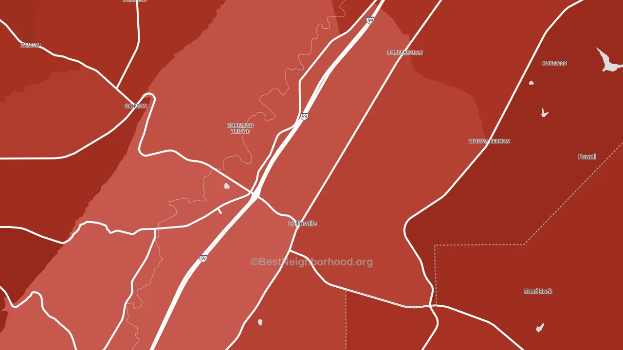 Collinsville, AL block-group political-lean map