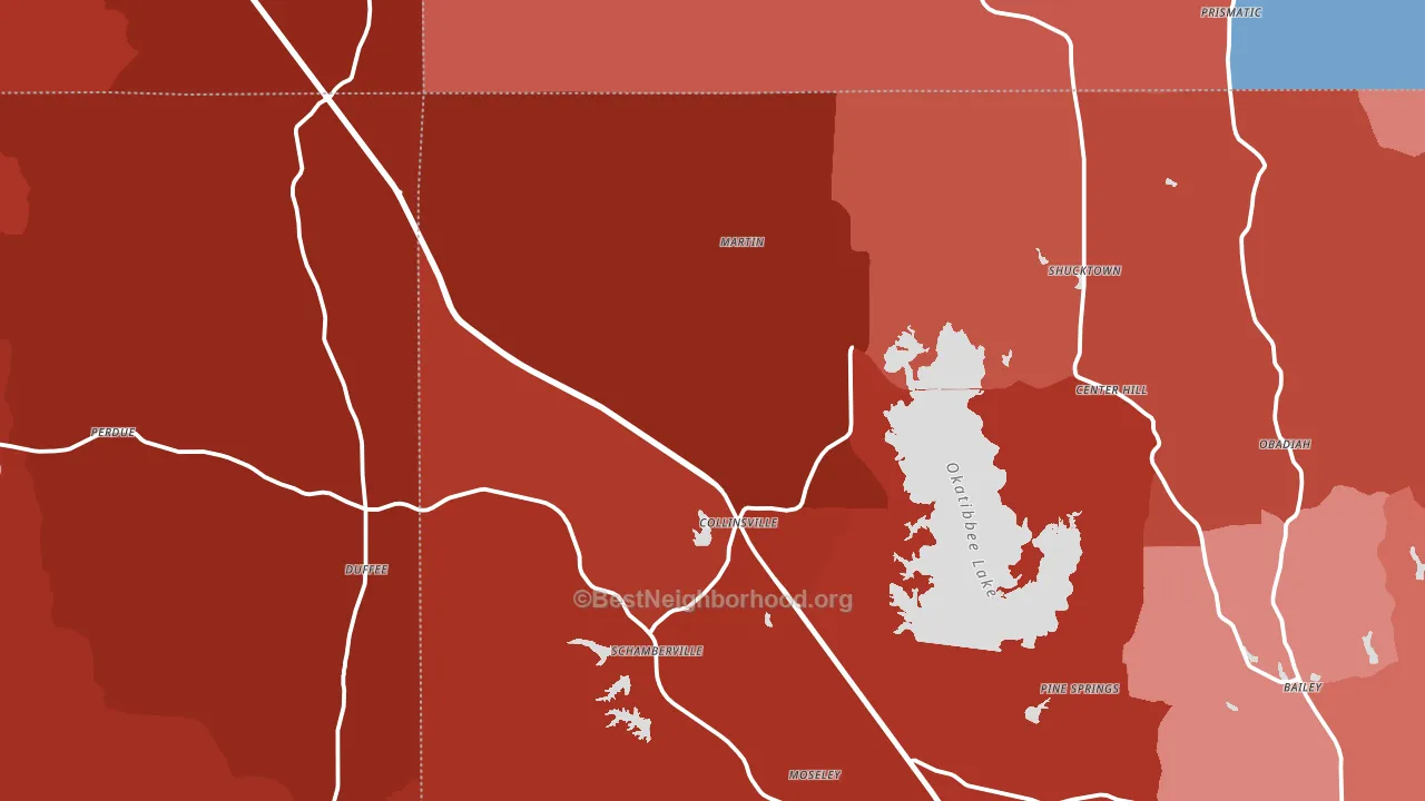 Collinsville, MS block-group political-lean map