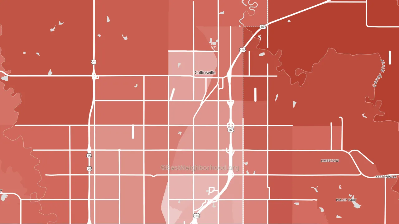 Collinsville, OK block-group political-lean map
