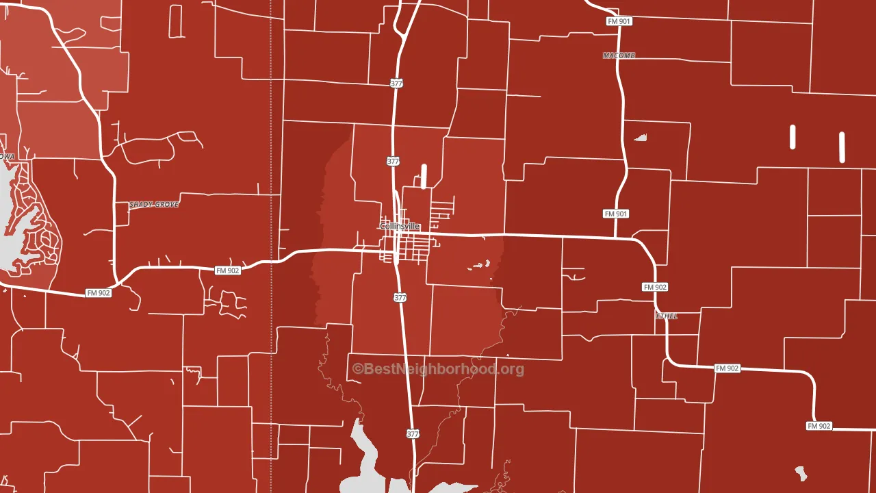 Collinsville, TX block-group political-lean map