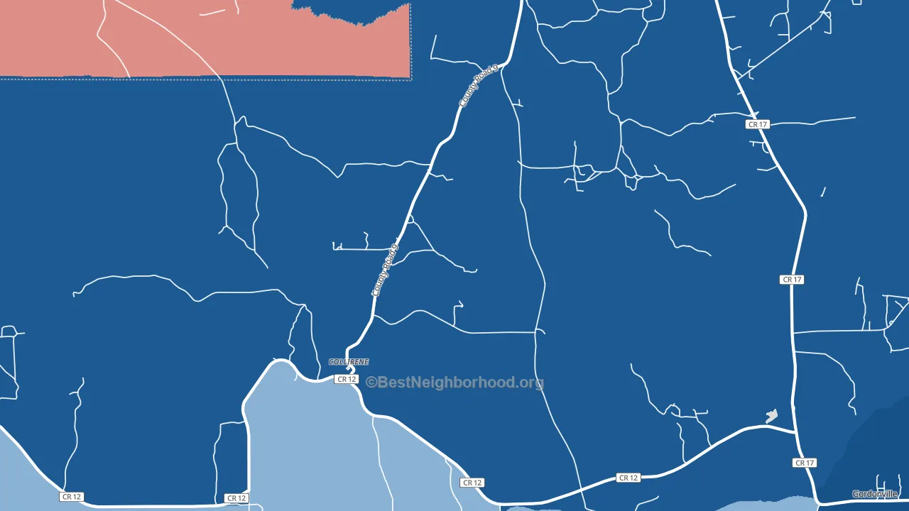 Collirene, AL block-group political-lean map