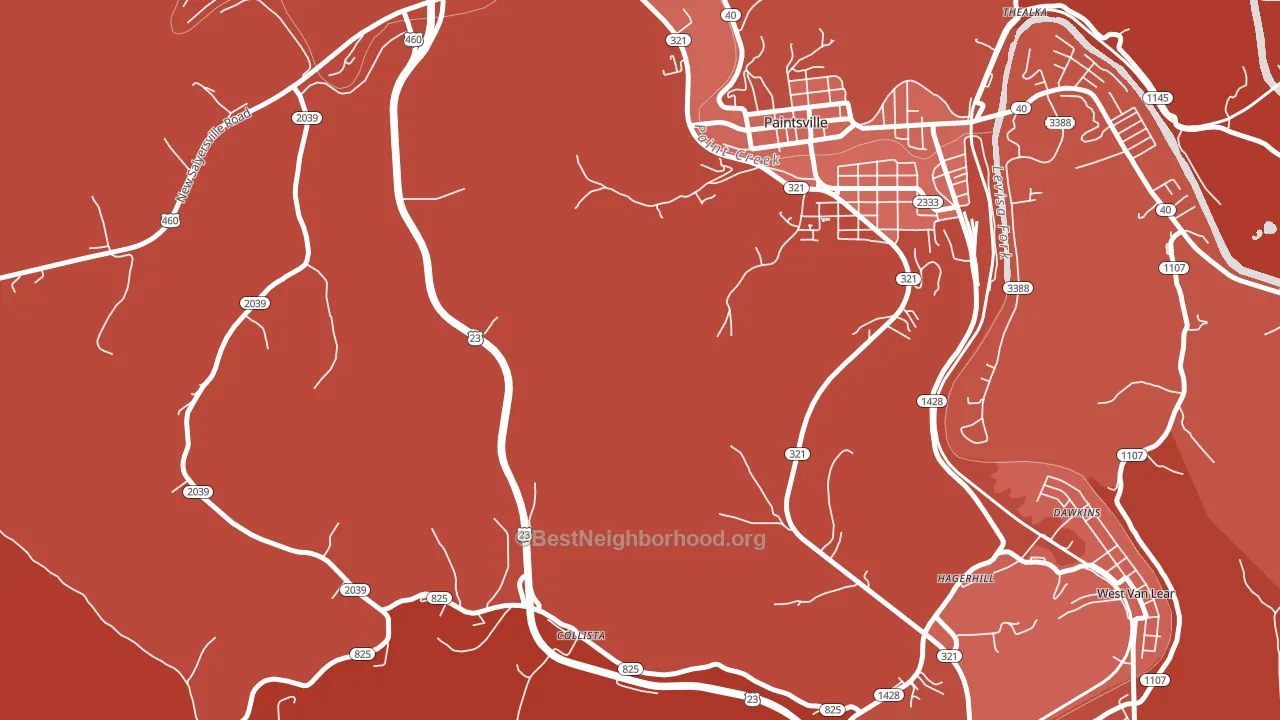 Collista, KY block-group political-lean map