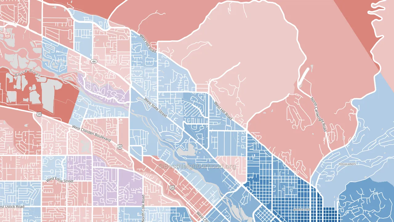 Collister, Boise, ID block-group political-lean map