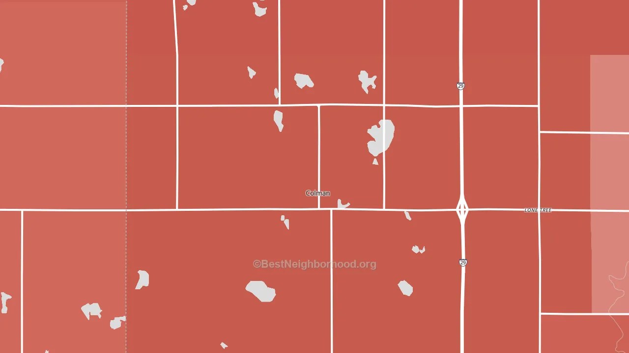 Colman, SD block-group political-lean map