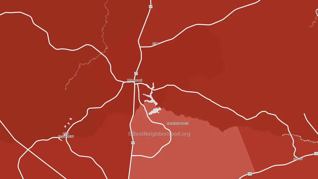 Colmesneil, TX block-group political-lean map