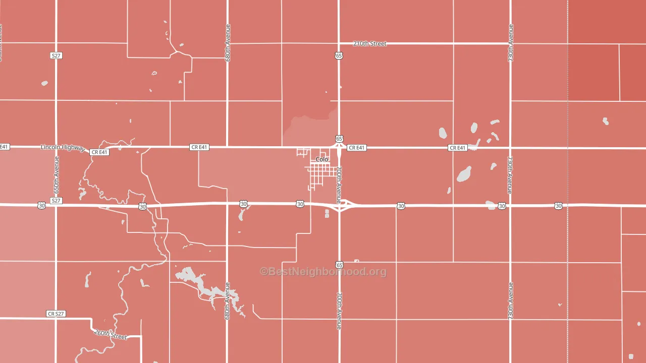 Colo, IA block-group political-lean map