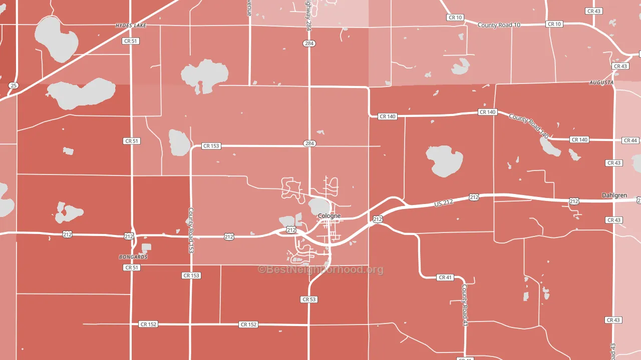 Cologne, MN block-group political-lean map