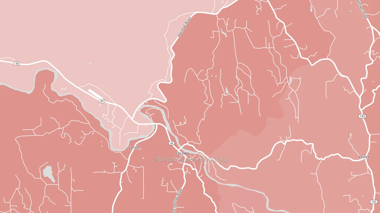 Coloma, CA block-group political-lean map