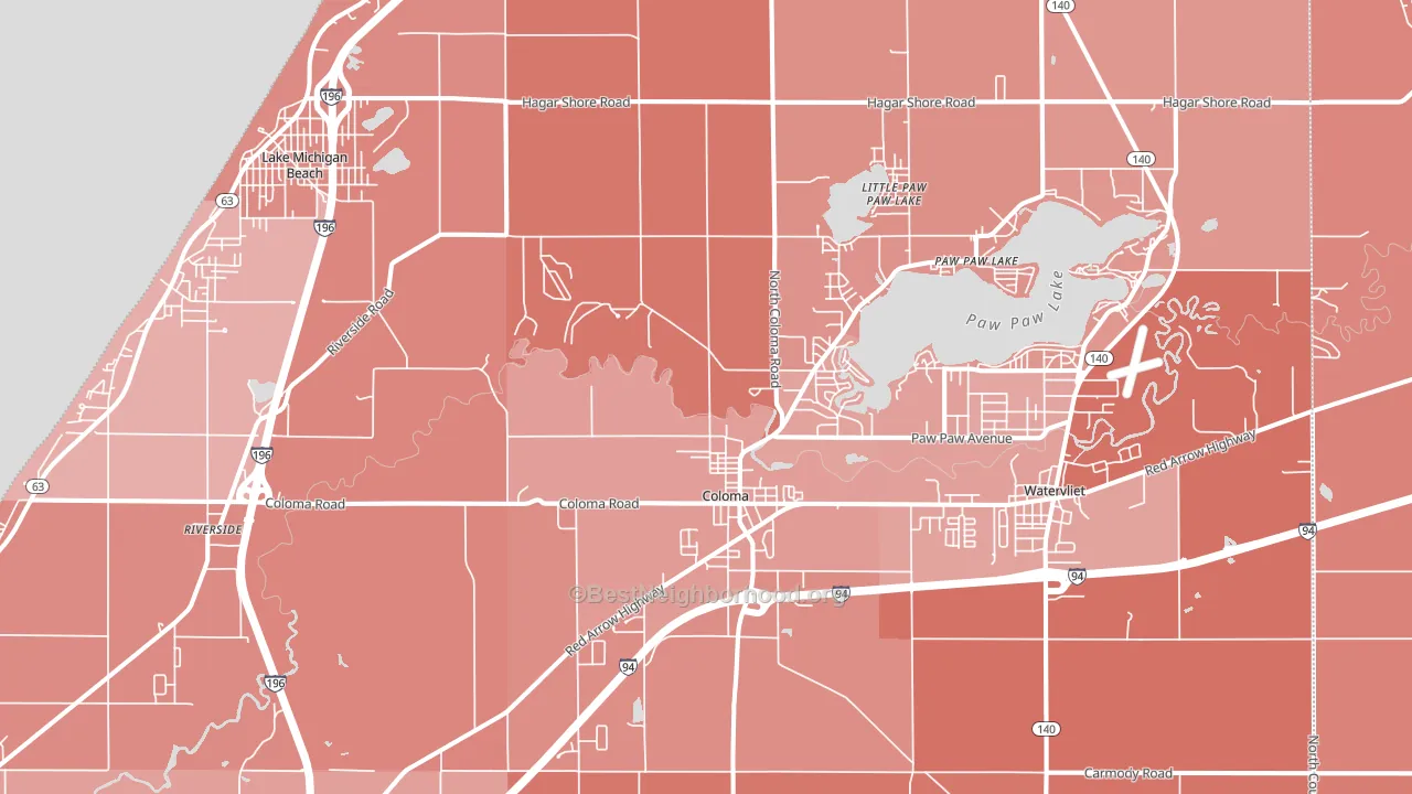 Coloma, MI block-group political-lean map