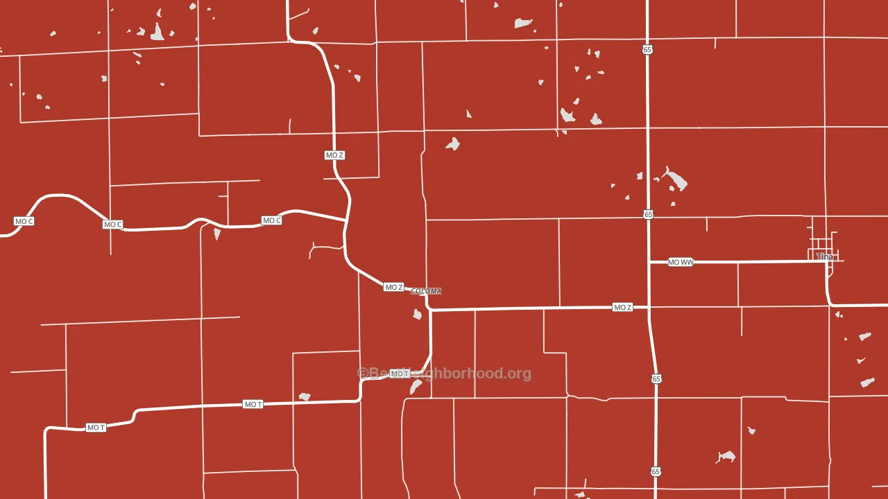 Coloma, MO block-group political-lean map