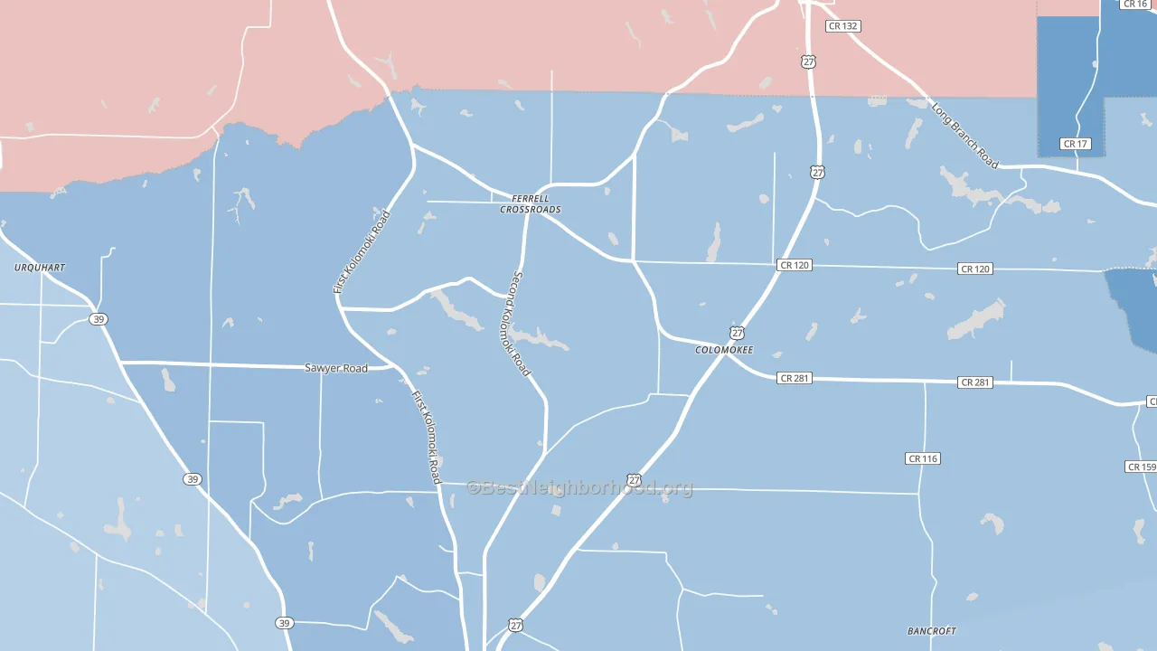 Colomokee, GA block-group political-lean map