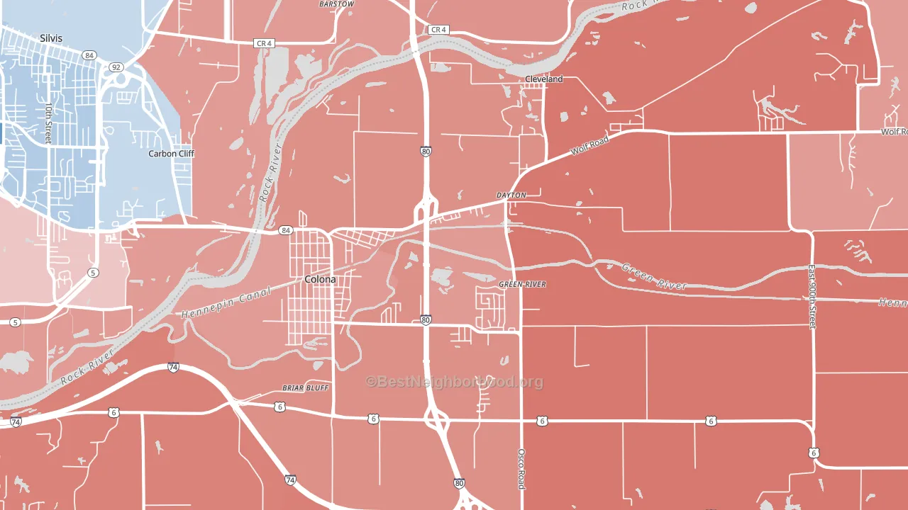 Colona, IL block-group political-lean map